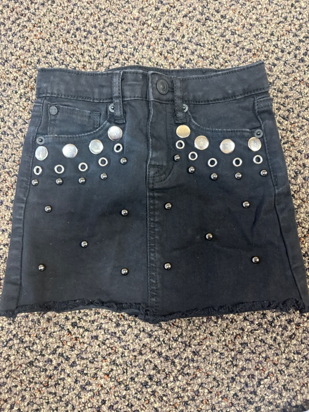 Hudson Jeans Black Studded Denim Mini Skirt